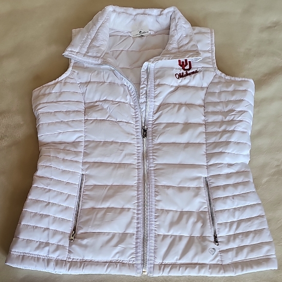 Colosseum Jackets & Blazers - Colosseum White Quilted Vest with Red Logo